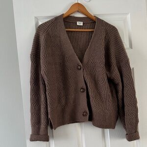 Brown Cable Knit Cardigan Sweater